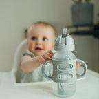Dr. Brown's Milestones Wide-Neck Sippy Straw Bottle with 100% Silicone Handles