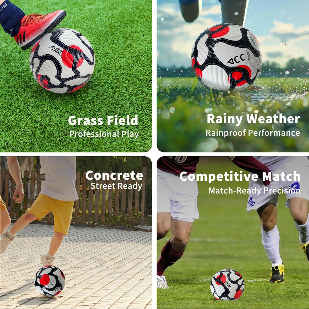 Torvinas Soccer Ball Size 5 with Pump, Waterproof PU Leather - Professional