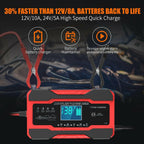 YONHAN Battery Charger 10-Amp 12V and 24V Fully-Automatic Smart Car Battery