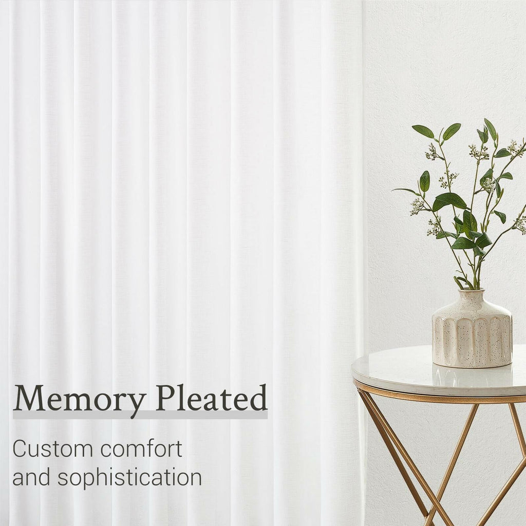 Pinch Pleated Sheer Curtains 84 Inches Long,Light Filtering Semi Sheer White