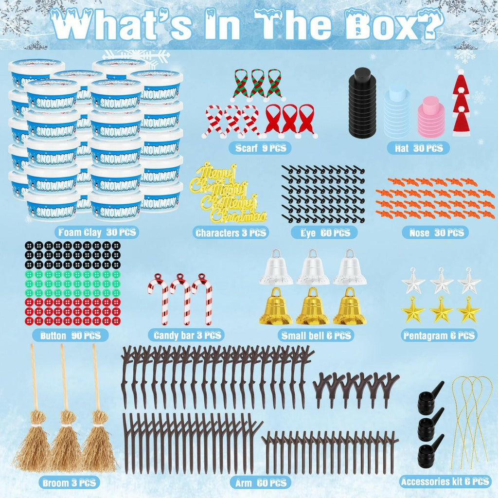 30 Pack Snowman Kit - Build a Snowman Kit DIY Christmas Craft Gifts - Creative