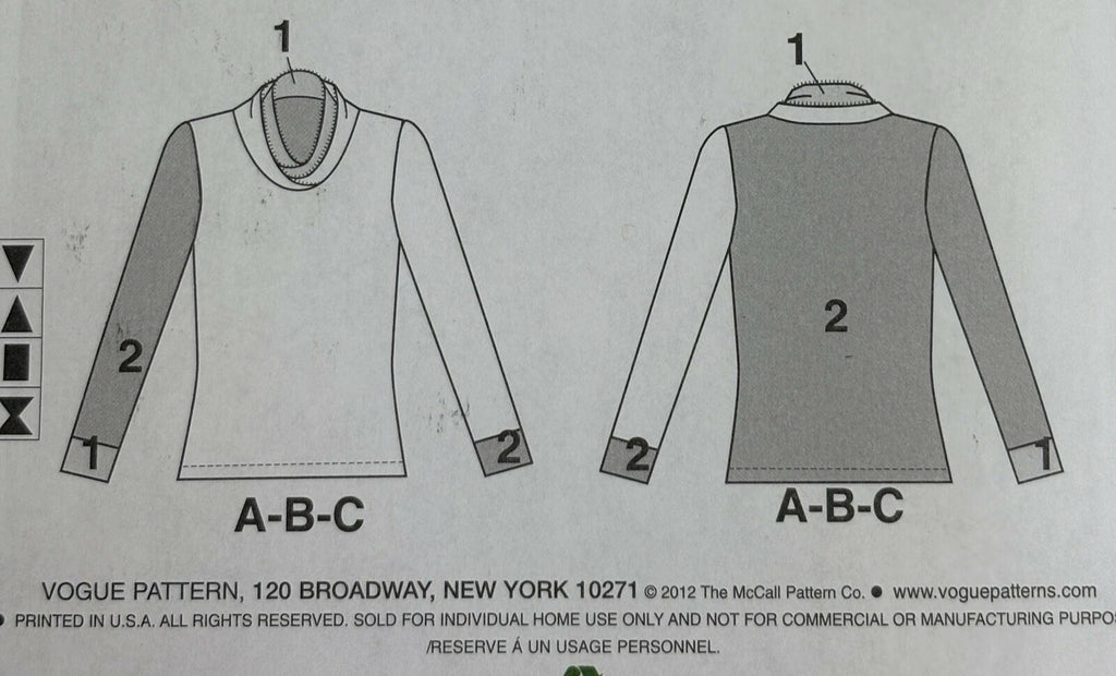 Vogue 8793 Katherine Tilton Knit Tops Misses' Sz XS S M 29.5-36" Bust UC FF OOP