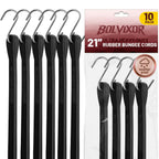 Bolvixor Bungee Cords with Hooks (10 Pack) – 21" Heavy Duty EPDM Rubber Tarp
