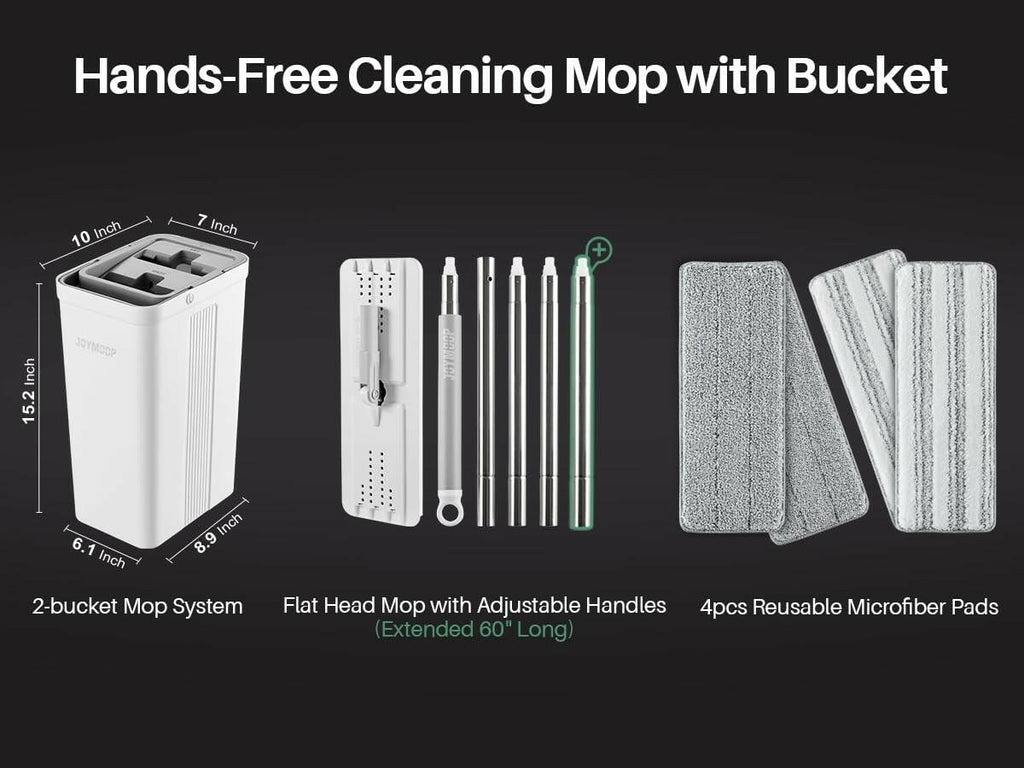 JOYMOOP Mop and Bucket Set with Wringer, Flat Mops for Floor Cleaning, Wall Mop