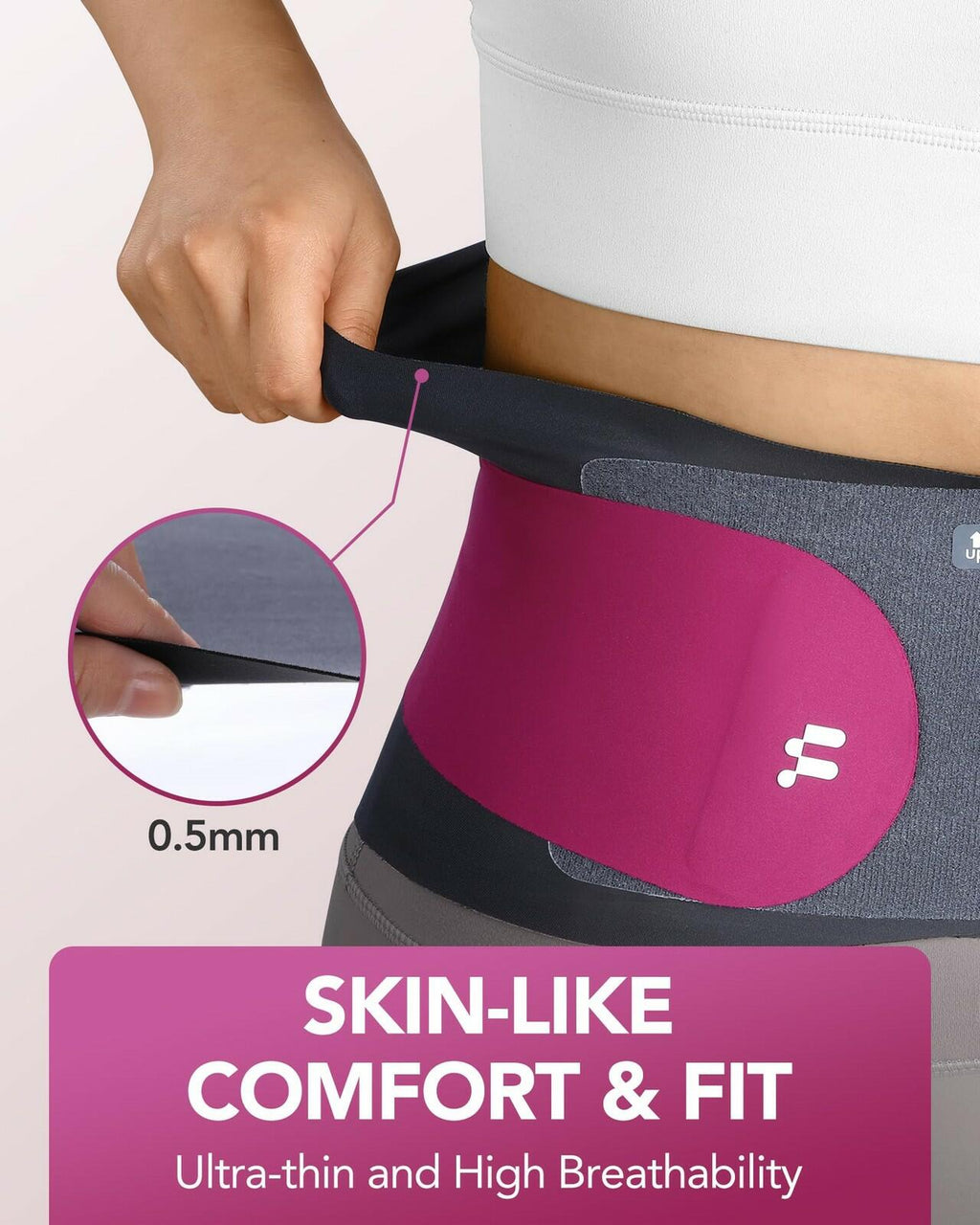 Fitomo 0.5mm Ultra Thin Back Brace with 3D Lumbar Pad, Seamless Yoga Fabric,