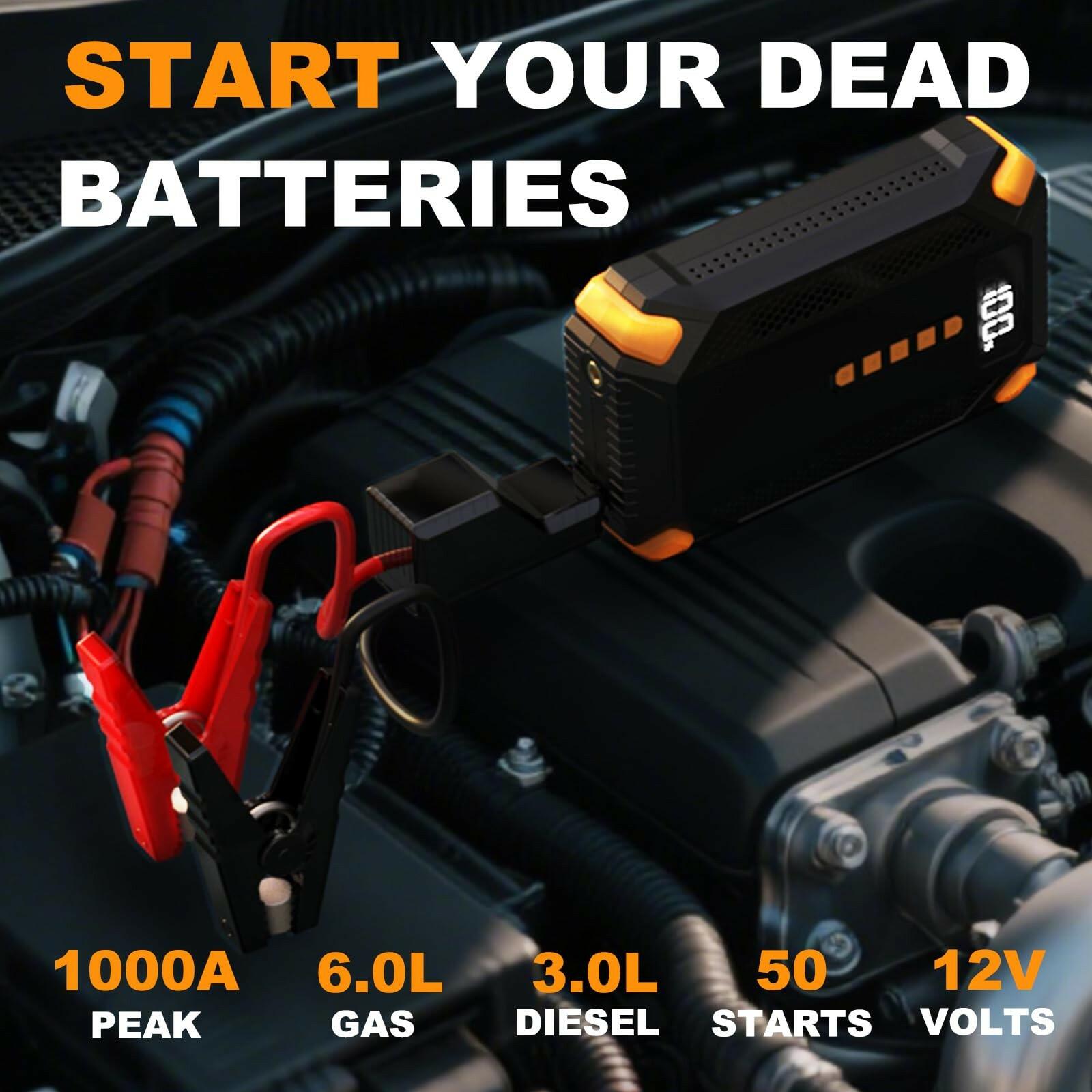 Jump Starter with Air Compressor,Battery Jumper Starter Portable, 150PSI Tire