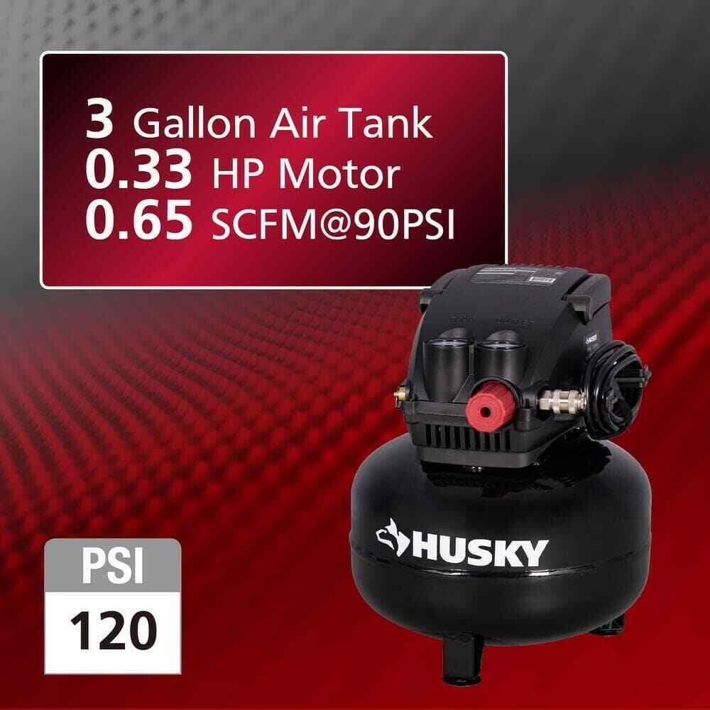 Husky 3 Gal. 120PSI Portable Electric Pancake Air Compressor