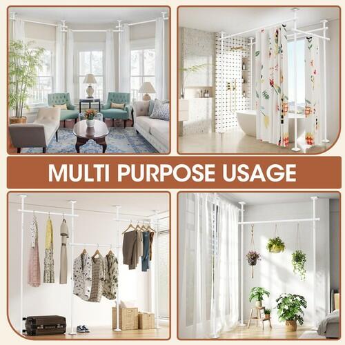 SUNALLY Room Divider Curtain Rod, No Drilling Wall Divider for Room Separation,