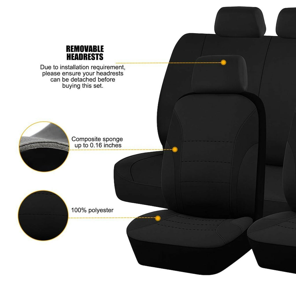 TNAIYH Car Seat Cover Full Set, Fashion Soft Sponge Vehicle Front and Rear Split