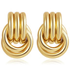 LWALMS Chunky Gold Earrings for Women - Double Knots 14K Real Gold Plated