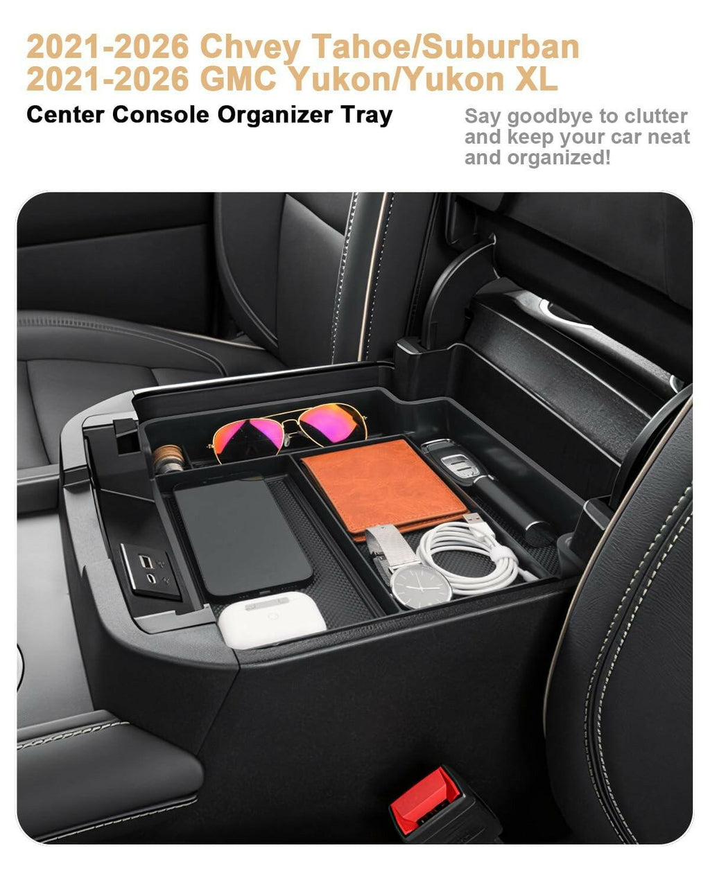 ECOZEN Center Console Organizer For 2021-2026 Chevy Tahoe/Suburban & GMC