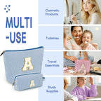 2 PCS Initial Makeup Bags for Women: Cosmetic Bag for Travel Toiletry - Birthday