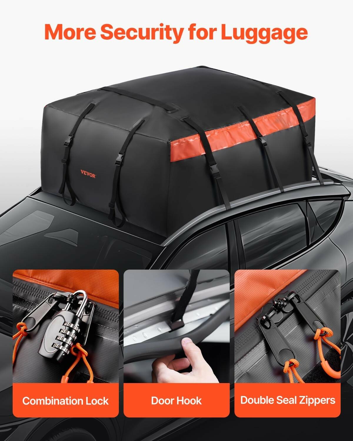 VEVOR Car Rooftop Cargo Carrier Bag, 23 Cubic Feet Roof Cargo Carrier, Heavy