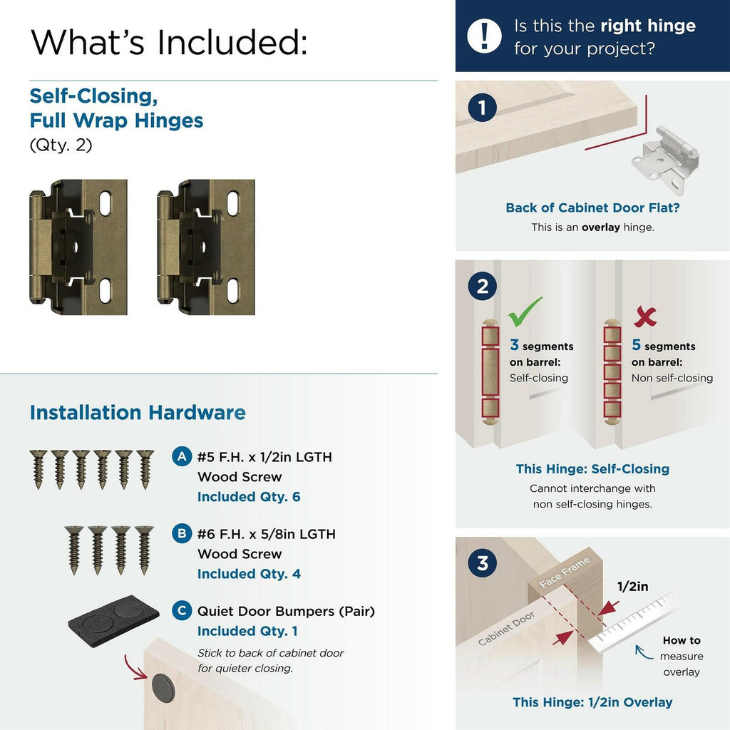 4 Packs Of 2 Amerock Cabinet Hinge 3/8 inch (10 mm) Inset 𝙷inge Satin Nickel 2