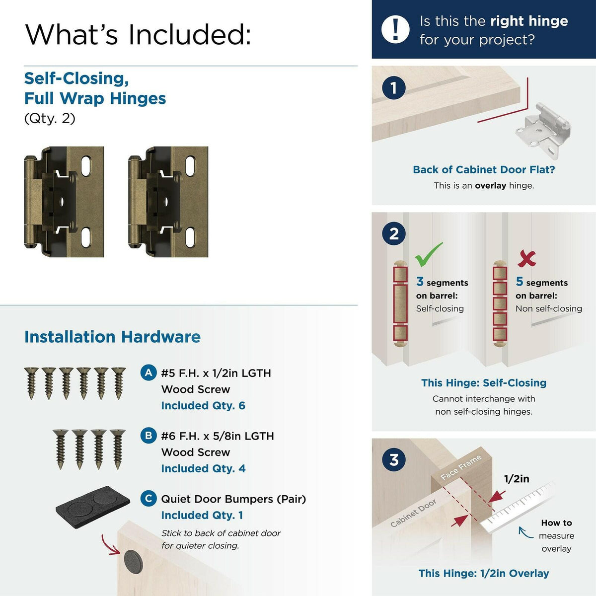 4 Packs Of 2 Amerock Cabinet Hinge 3/8 inch (10 mm) Inset 𝙷inge Satin Nickel 2