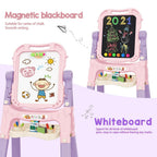 Mojitodon Art Easel for Kids, Adjustable Standing Rotatable Double Sided Easel