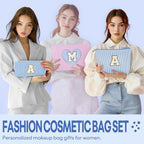 2 PCS Initial Makeup Bags for Women: Cosmetic Bag for Travel Toiletry - Birthday