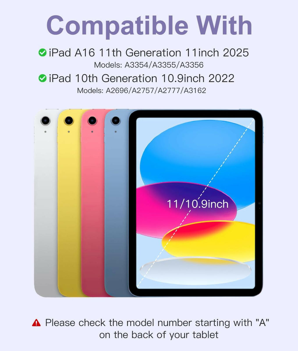 Hamile for iPad 11th 10th Generation Case with Keyboard - 7 Colors Backlit