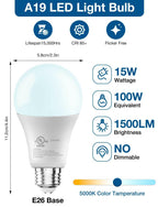 DAYBETTER LED Light Bulbs, A19 5000K Daylight Light Bulbs 100 Watt Equivalent,