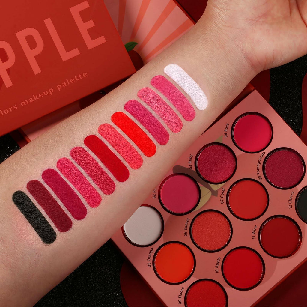 Red Eyeshadow Palette, 12 Colors Matte Shimmer Highly Pigmented Red Goth Makeup