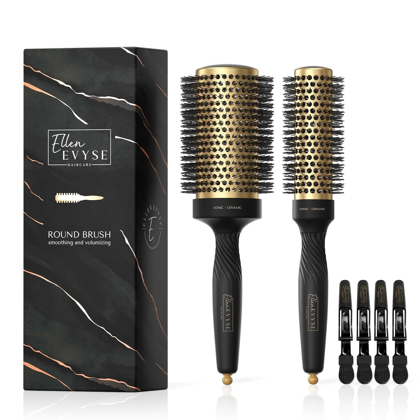 OPEN BOX - Ellen Evyse 2 in 1 Ceramic Round Brush for Blow Drying,Ceramic Barrel
