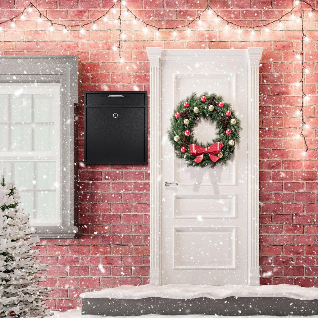 Yaocom Locking Mailbox with Key for Outdoor 12 x 10.5 x 4.7 Inches Large Wall