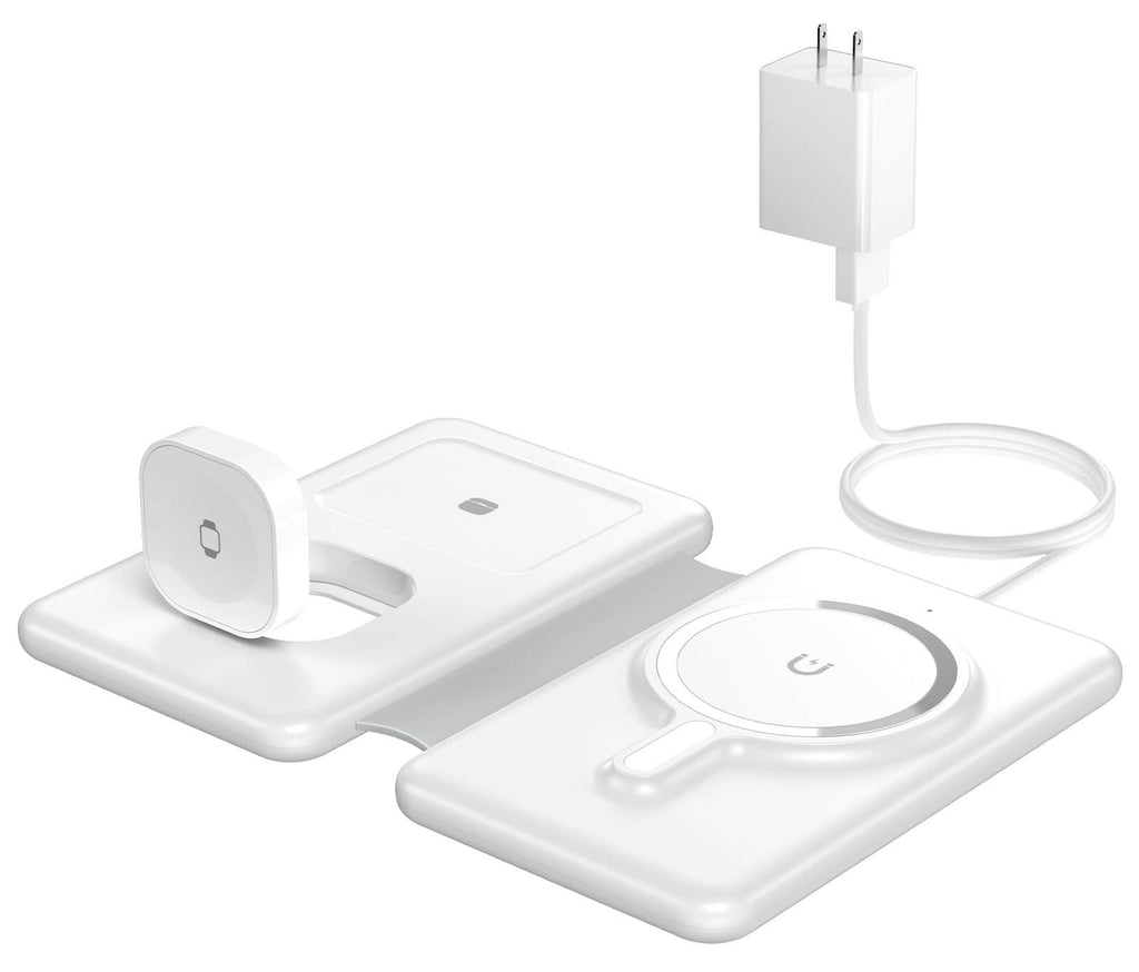 Magnetic Wireless Charger for iPhone: 3 in 1 Travel Charging Station for Apple