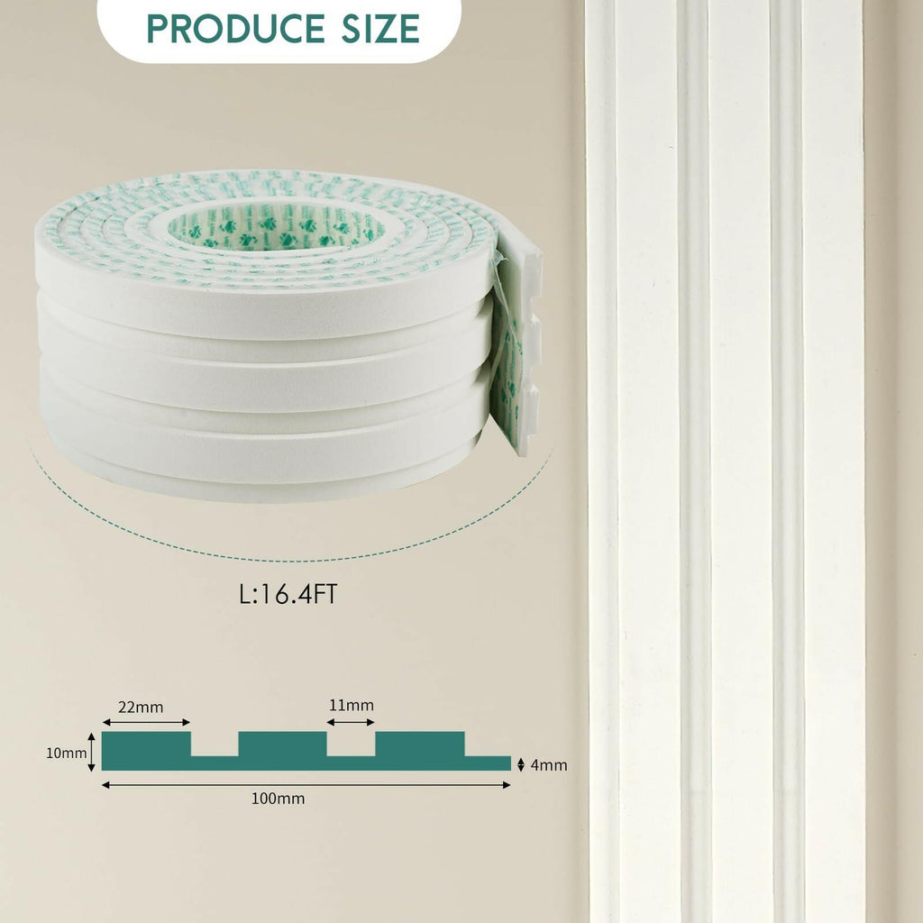 Yefanxi 4-in White EVA molding Peel and Stick Panel, 3D Flexible Fluted self