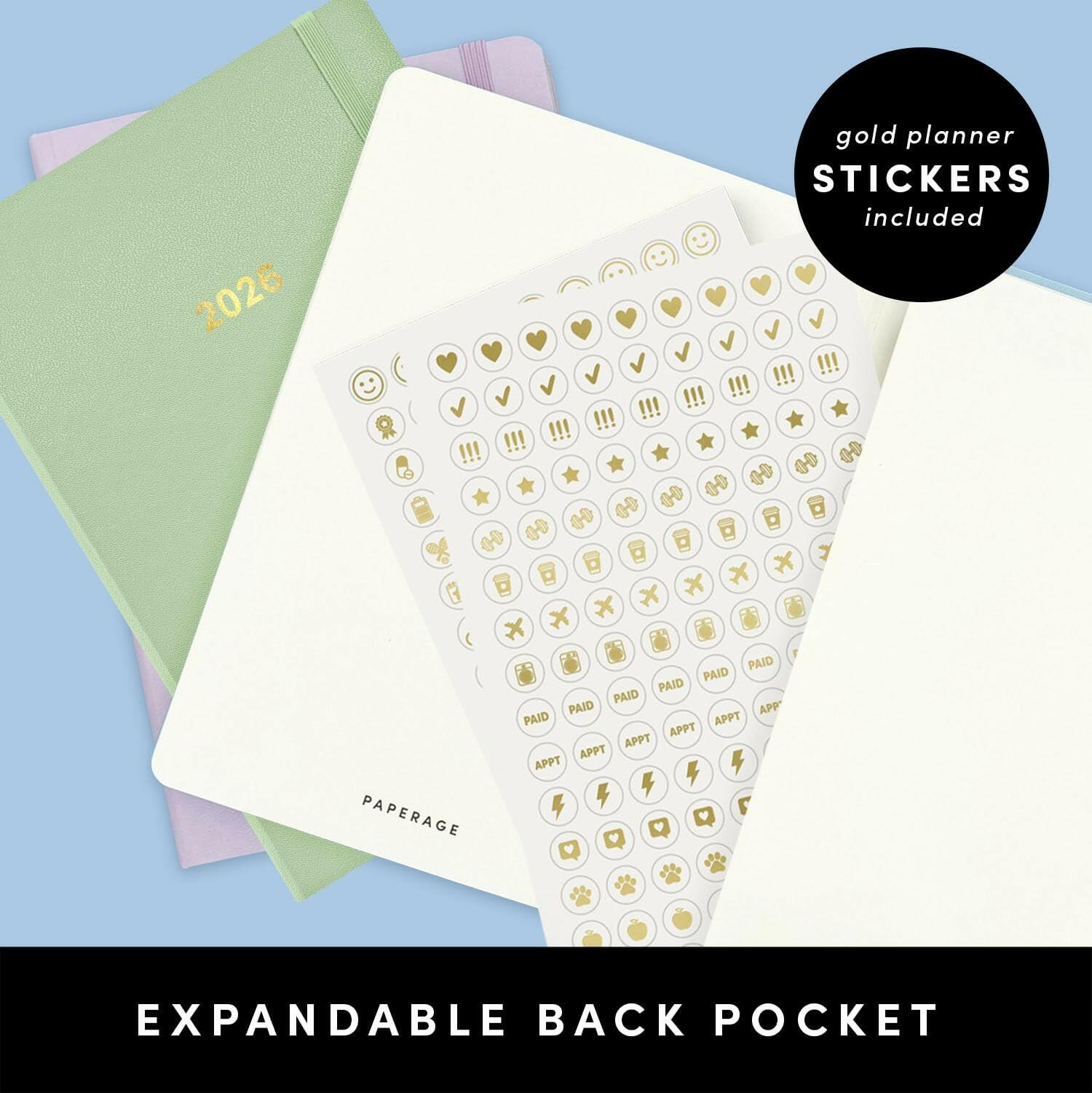 PAPERAGE 2026 Weekly & Monthly Planner, 12 Months (January 2026 - December