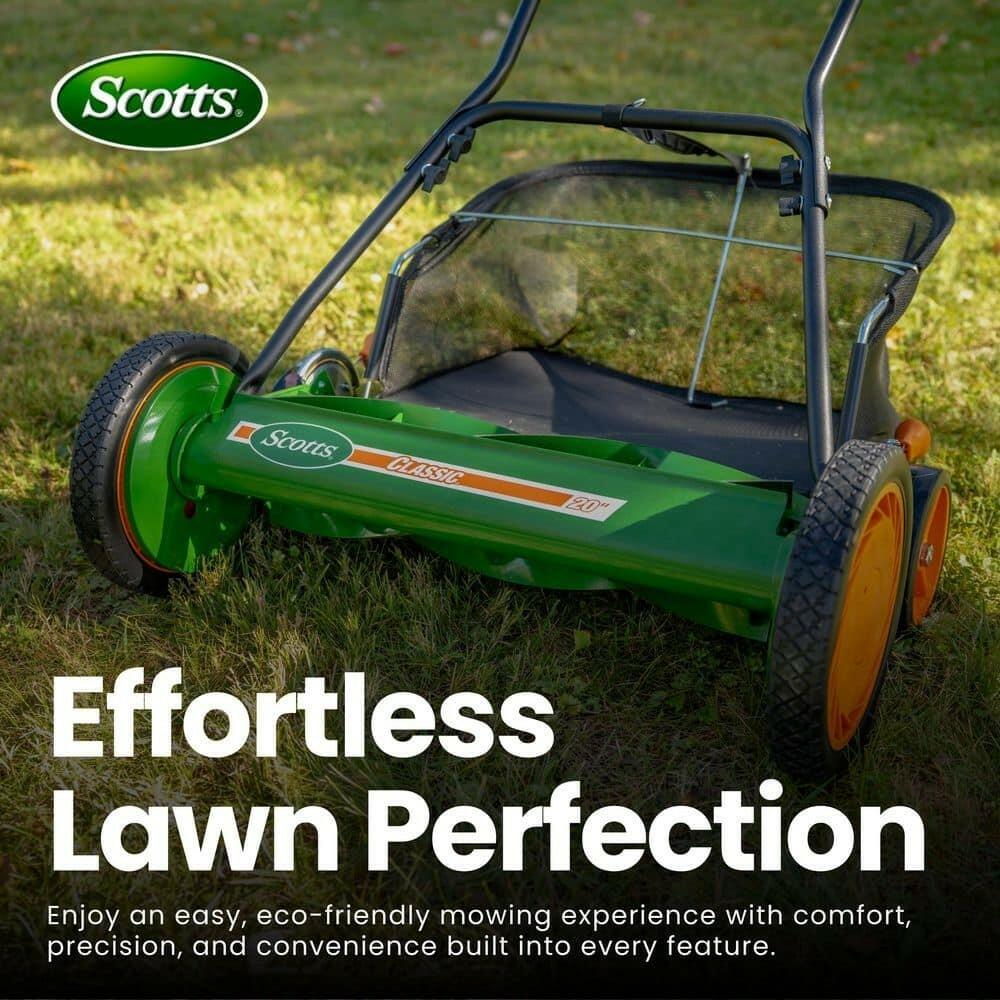 Scotts 20in Manual Walk Behind Reel Lawn Mower Grass Catcher