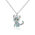 luomart Girls Cat Birthstone Necklaces Jewelry,Silver Plated Kitty Dog Pendant