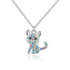 luomart Girls Cat Birthstone Necklaces Jewelry,Silver Plated Kitty Dog Pendant