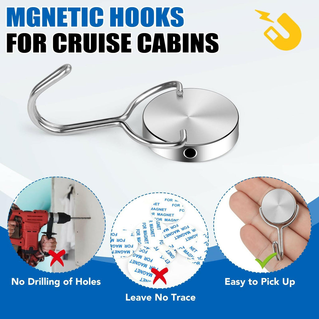 15 Pack LOVIMAG Magnetic Hooks for Cruise Cabins, 60Lbs Swivel Magnetic Hooks