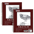 U.S. Art Supply 8"x10" Sketch Book Pad, 2 Pack (100 Sheets Each), 60lb (100gsm)