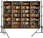 ASDCXZ 10x8ft Bookshelf Backdrop Vintage Bookcase Theme Photography Background