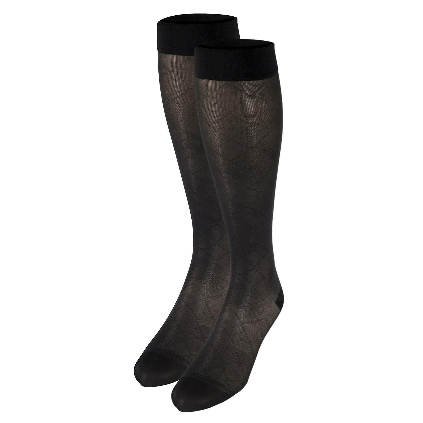 NuVein Sheer Compression Stockings, 15-20 mmHg Support, Women's Diamond Pattern