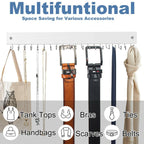 Tie Rack Wall Mounted, Belt Rack Tie Organizer for Men with 20 Storage Hooks,