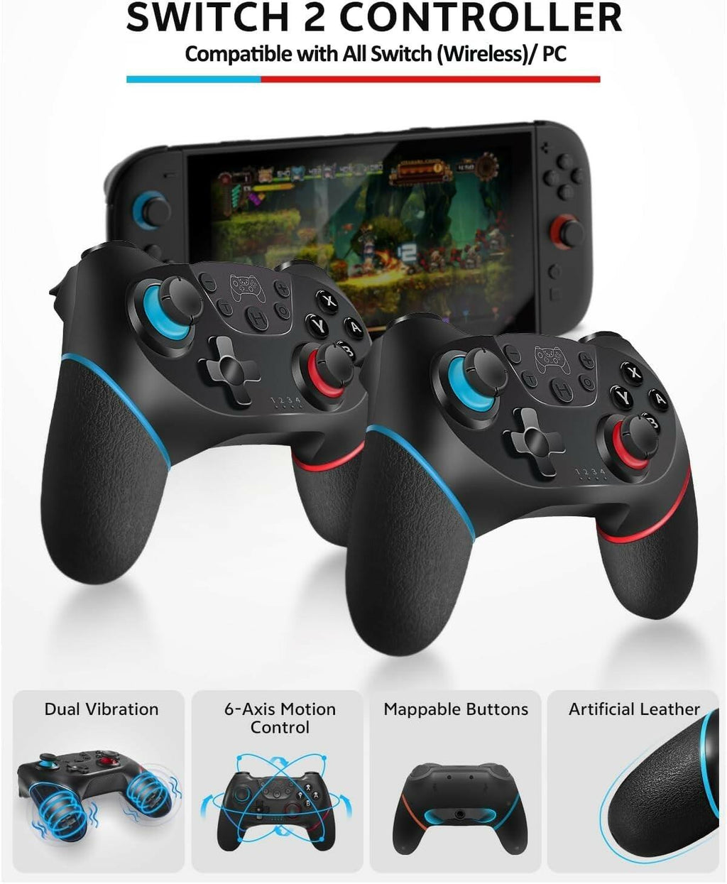 Pro Controllers Accessories Bundle for Nintendo Switch 2 18-in-1: Carrying Case,