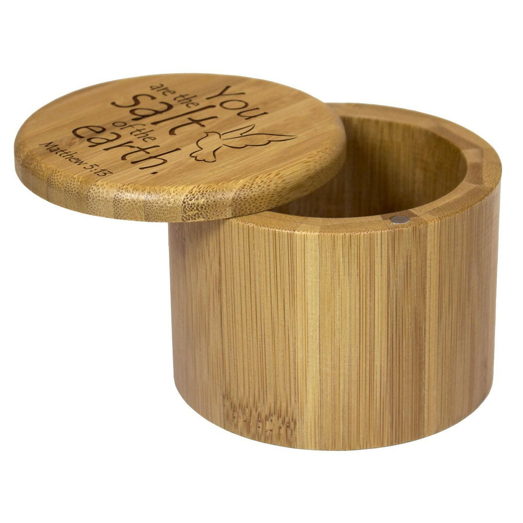 Totally Bamboo Salt Cellar Bamboo Storage Box with Magnetic Swivel Lid, 6 Ounce