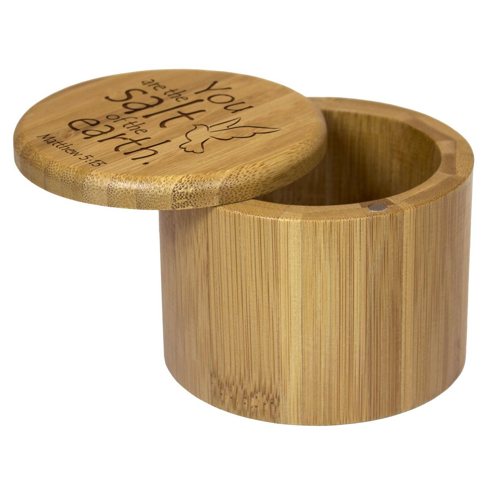 Totally Bamboo Salt Cellar Bamboo Storage Box with Magnetic Swivel Lid, 6 Ounce