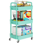 Laiensia 3 Tier Rolling Cart Green Storage Organizer Wheels