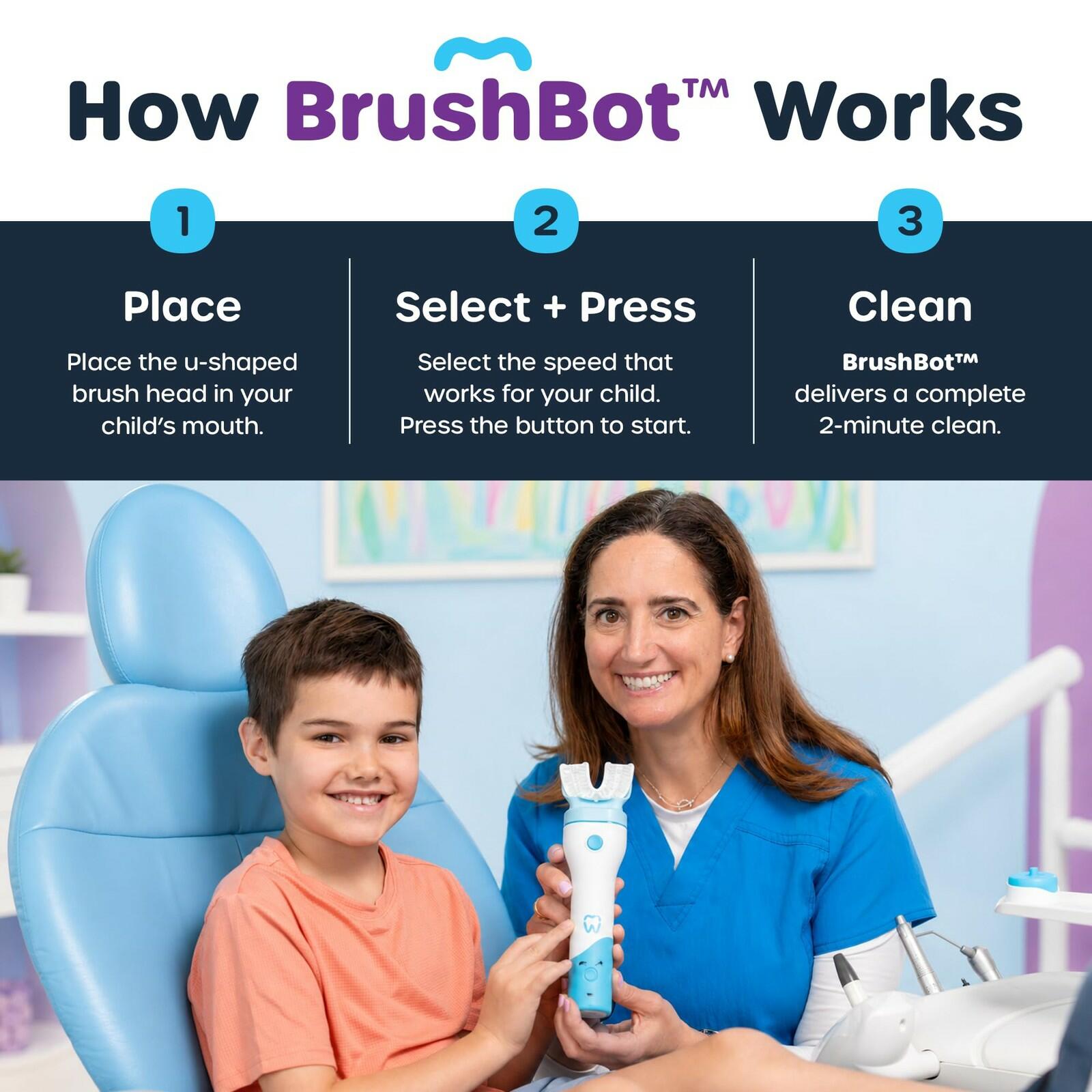 Willo BrushBot Kids Toothbrush Kit, Medium Berry Dye-Free