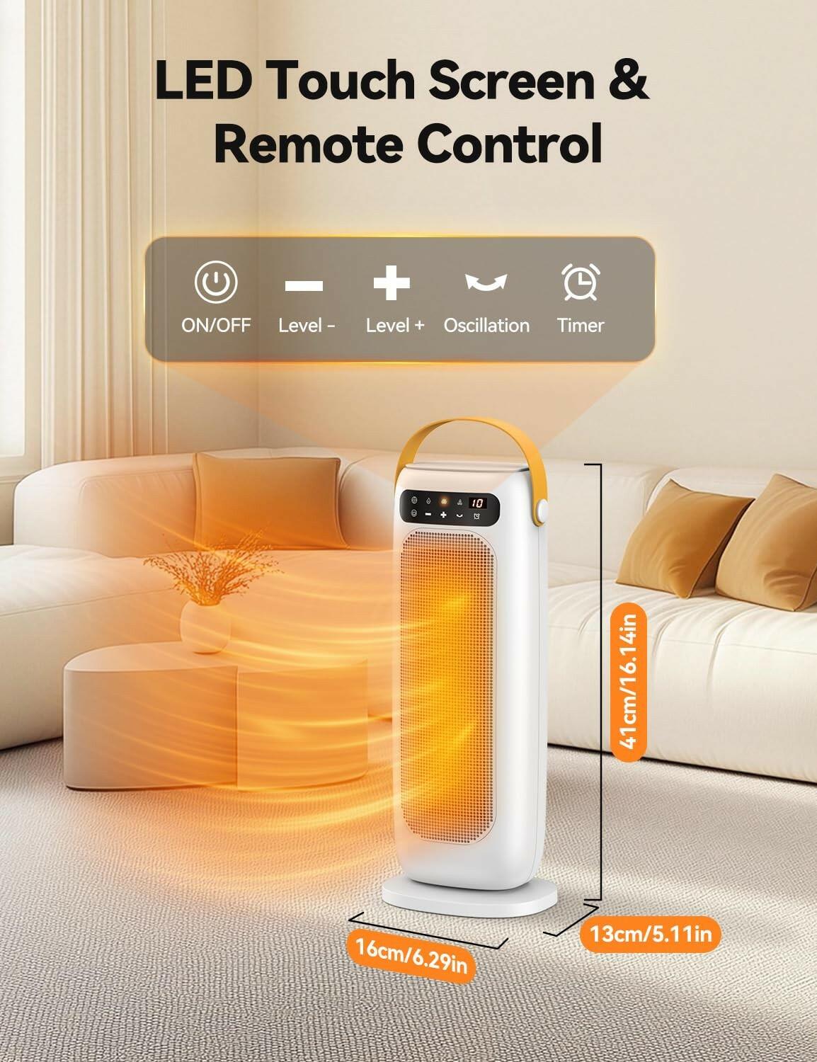 KQPZ Space Heater, 1500W PTC Ceramic Electric Heaters for Indoor Use with