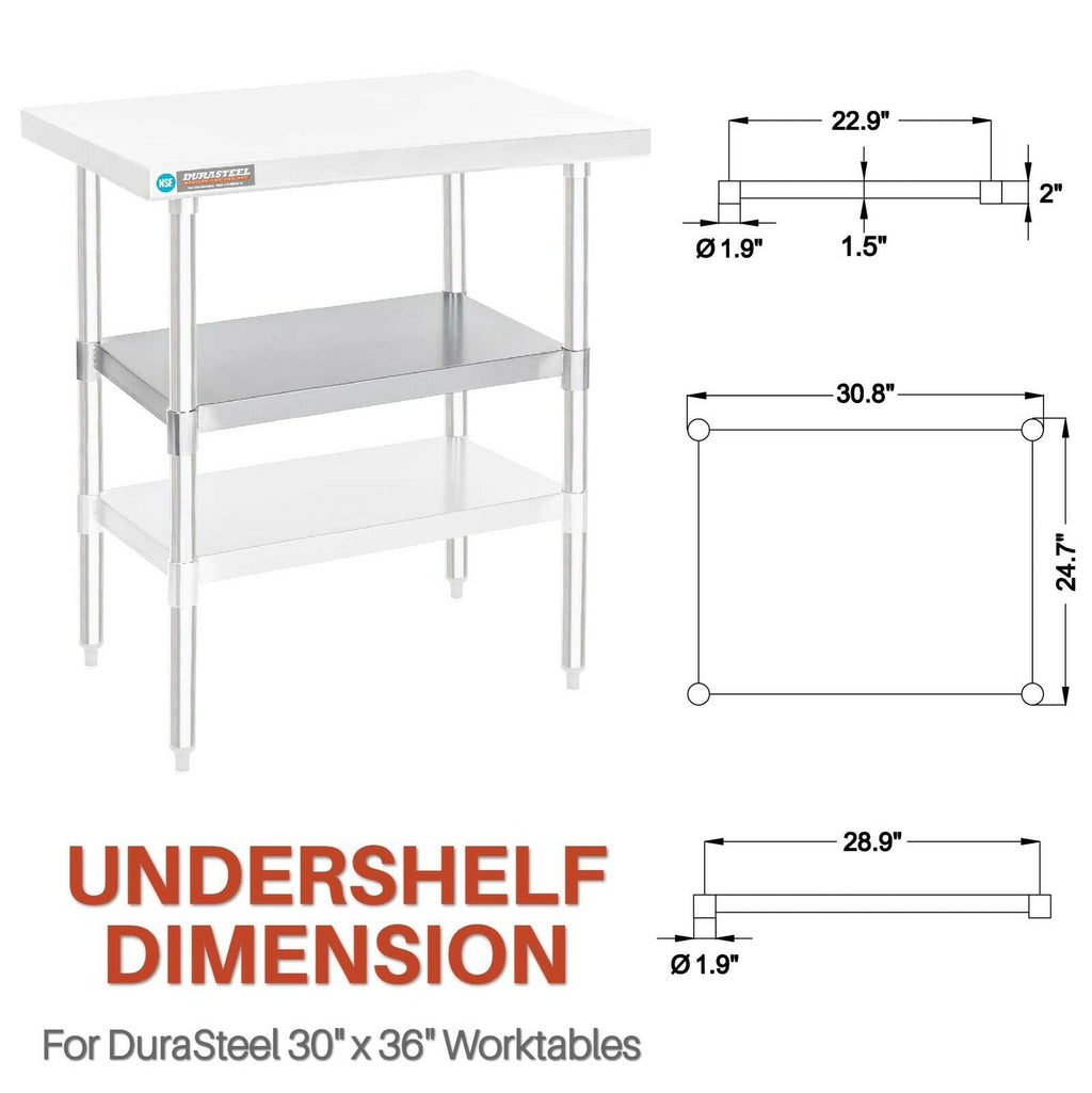 DuraSteel Galvanized Under Shelf for Work Tables 30" x 36"  Extra Adjustable