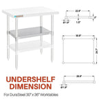 DuraSteel Galvanized Under Shelf for Work Tables 30" x 36"  Extra Adjustable