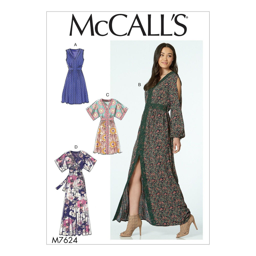 McCall's Patterns Misses' Banded Gathered Dresses with Sleeve and Length Options