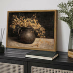 Framed Vintage Floral Wall Art, 12x16 inch 3D Textured Sandstone Dark Still Life