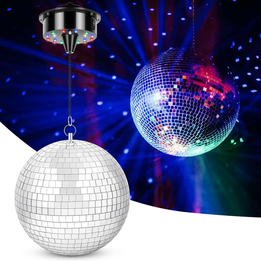 Meagoo Disco Ball with Motor and Light, 8" Hanging Mirror Ball and 6RPM