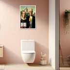 Funny Bathroom Canvas Wall Art Vintage American Gothic Toilet Poster World
