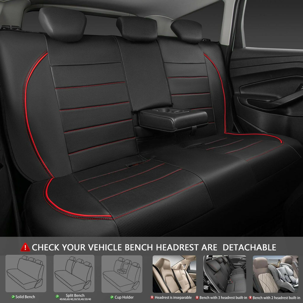 Black and Red CAR PASS Universal FIT Piping Leather Car Seat Cover, for